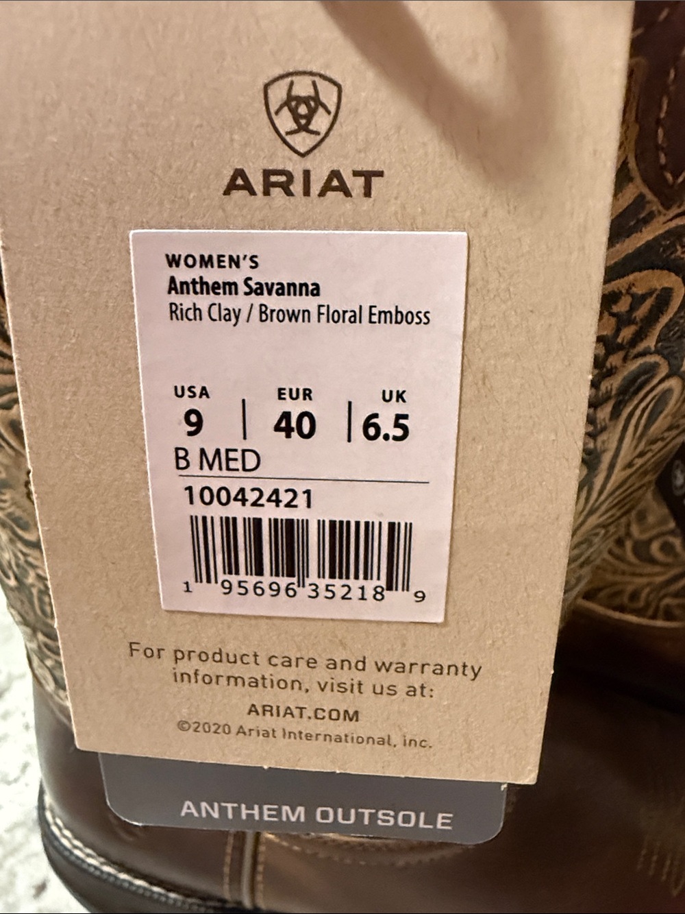Ariat Chocolate Brown Floral-Embroidered Western Boots - Picture 2 of 5
